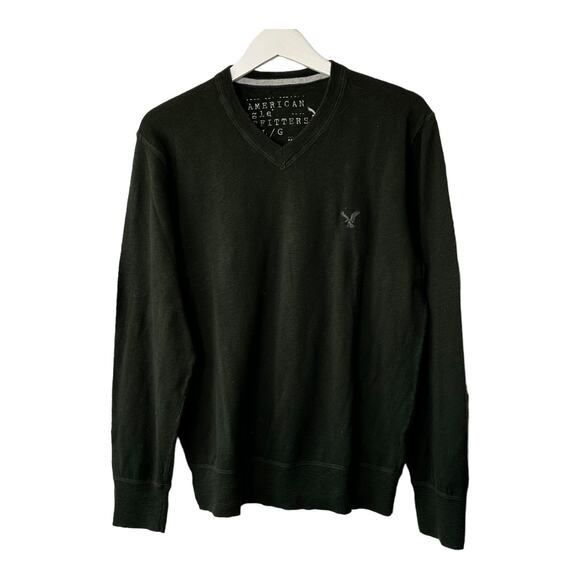 American Eagle Outfitters Other - American Eagle Outfitters Black Long Sleeve V-Neck Banded Shirt Men's Large